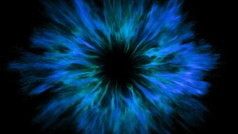 Blue glowing particles expanding from abstract black center 스톡 일러스트