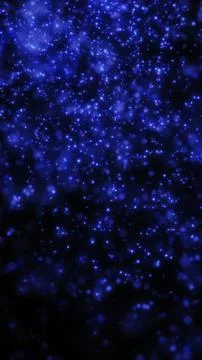 Blue glowing particles floating in dark space, dreamy bokeh starfield abstr.. Stock Illustration