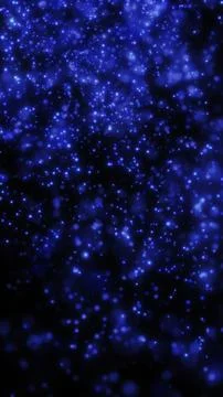 Blue glowing particles floating in dark space, dreamy bokeh starfield abstr.. Stock Illustration