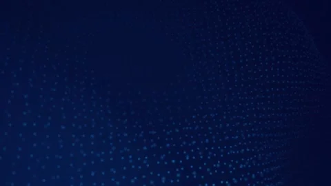Blue glowing particles flow across a dark blue background creating an undula Stock Footage 340678309
