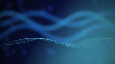 Blue glowing particles form a wave structure in a seamless loop Stock Footage 341487576