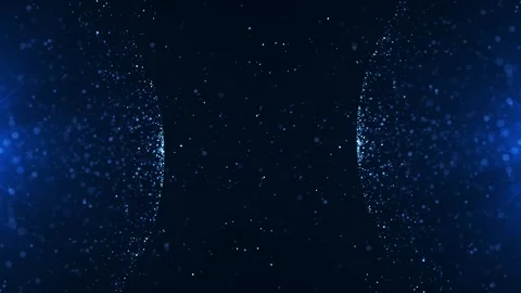 Blue glowing particles forming two symmetrical fields in deep space, creating 库存影片 331513643