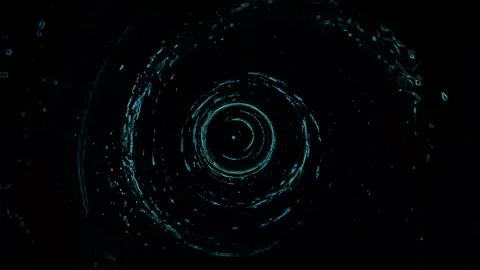 Blue glowing particles swirling in a circular vortex. 4K Video Stock Footage 340378309