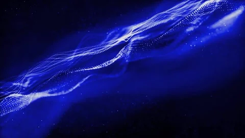 Blue Glowing Particles Wavy Motion Loop Stock Footage 238541944