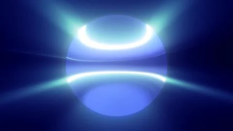Blue glowing planet star in space glows with bright rays of the sun magical.. Stock Illustration