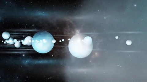 Blue glowing planets floating in deep space for astronomy education and sci.. Stock Footage 345642674