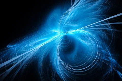 Blue glowing plasma loop in space abstract background Illustrazione stock