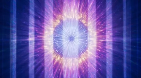 Blue glowing plasma sphere emitting light rays Stock Footage 331455069