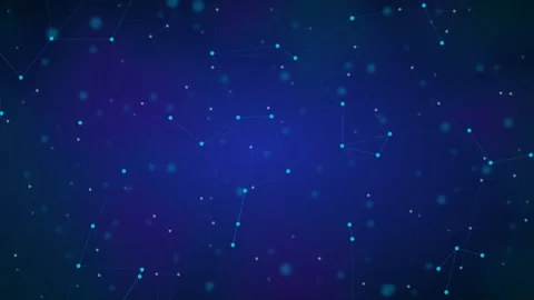 Blue glowing plexus network nodes connect through thin lines in this seamless Stock Footage 342760223