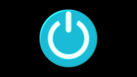 Blue glowing power button symbol with a glossy circular effect on animated .. Stock Footage 332061841
