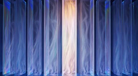 Blue glowing prisms with internal swirling smoke Stock Footage 331459633