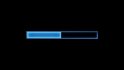 Blue glowing progress loading bar filling up against black background loop .. Stock Footage 334829663