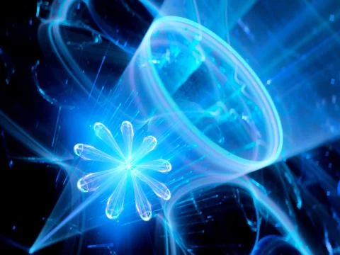Blue glowing quantum computer イラスト素材