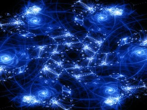Blue glowing quantum fractal patterns Illustrazione stock