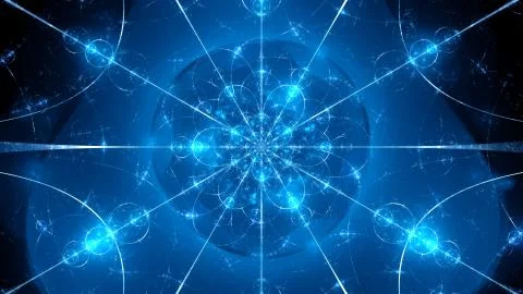 Blue glowing quantum model abstract background Stock Illustration