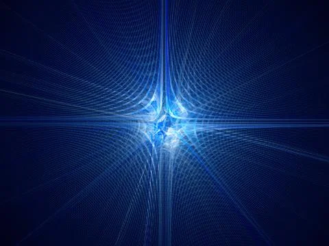 Blue glowing quantum particle with wave attribution Stock-Illustration