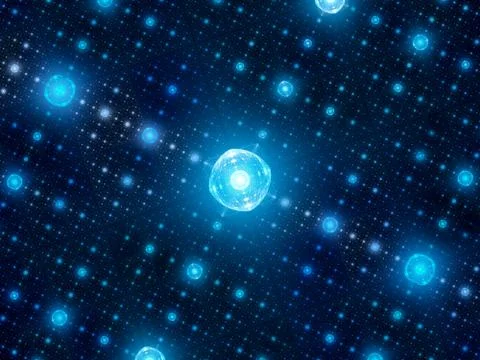 Blue glowing quantum processors in grid Stock Illustration
