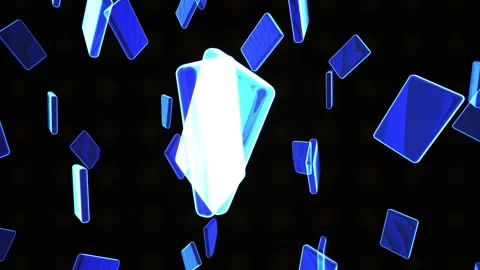 Blue Glowing Rectangles Floating Dynamically on a Dark Background for Tech .. Stock Footage 343691559