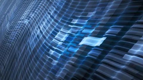 Blue glowing rectangles on wavy trajectories 스톡 일러스트