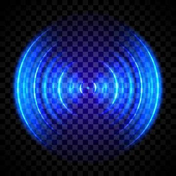 Blue glowing ring. Sonar sound wave. Signal concentric circle. Radio station Stock-Illustration