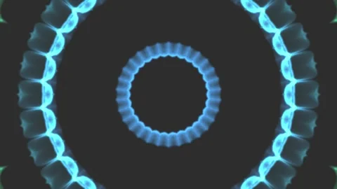 Blue glowing rings pulse rhythmically Video stock 345448633