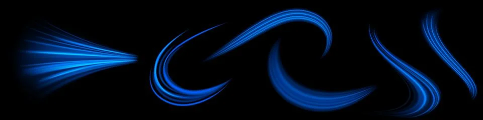 Blue glowing shiny lines effect vector background. Luminous white lines of .. Stock Illustration