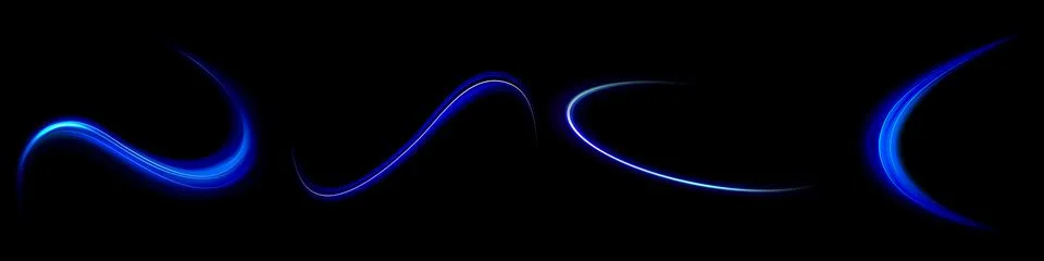Blue glowing shiny lines effect vector background. Luminous white lines of .. Stock Illustration