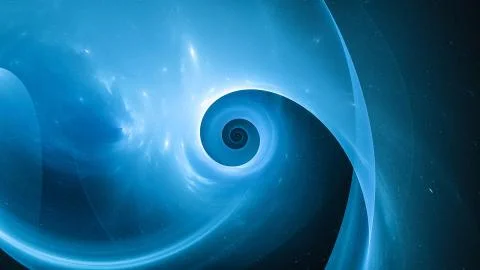 Blue glowing singularity in space, abstract background Stock Illustration