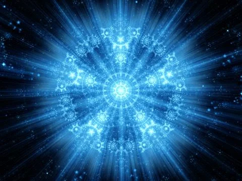 Blue glowing snowflake shape mandala Illustrazione stock