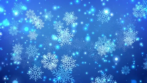 Blue Glowing Snowflakes Falling Motion Background Loop Stock-Footage 320513578