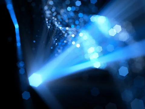 Blue glowing source with rays and multidimensional rectangles in space innova Illustrazione stock