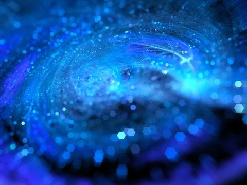 Blue glowing space background with bokeh イラスト素材
