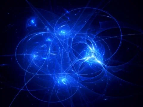 Blue glowing space objects with trajectories イラスト素材