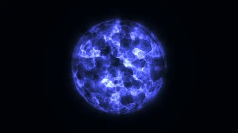 Blue glowing sphere on black background. Abstract energy orb with neon halo.. Video stock 317829254