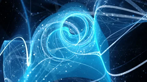 Blue glowing spinning multidimensional quantum force field Stock Footage 259882192