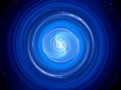 Blue glowing spinning wave source in space Stock Illustration