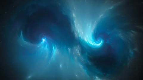 Blue glowing spiral singularities in space Stock Illustration