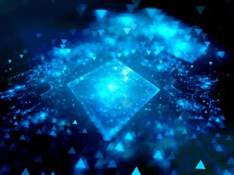 Blue glowing square with blurred elements Stock Illustration