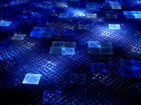 Blue glowing square elements in space イラスト素材