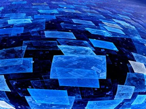Blue glowing squares technology Stock Illustration