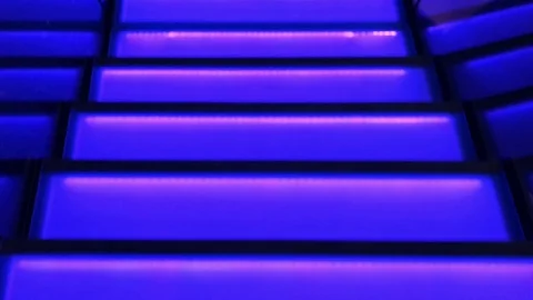 Blue glowing Stairs rolling down to the hallway Stock-Footage 82331676