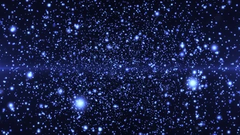 Blue glowing star field with dense particles and bright light clusters, creat 库存影片 331513577