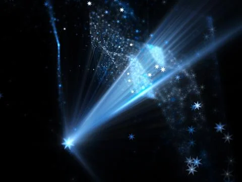 Blue glowing star shape source with rays and multidimensional rectangles in s イラスト素材