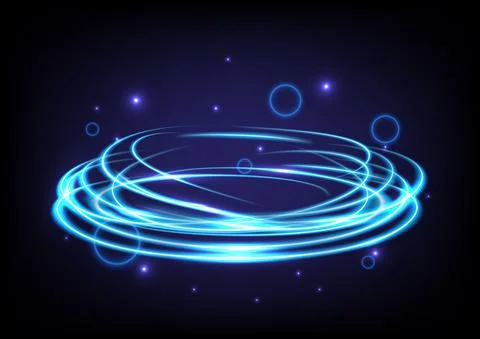 Blue glowing swirl light effect. Magic abstract frame. Power energy of circul イラスト素材