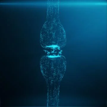 Blue glowing synapse. Artificial neuron in concept of artificial intelligence Stock Illustration