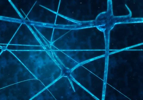 Blue glowing synapses in space, computer generated abstract background Stock Illustration