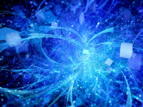 Blue glowing technology elements in space Stock Illustration