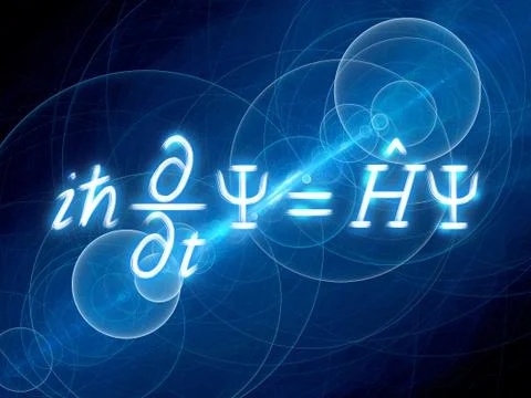 Blue glowing time-dependent Schrodinger equation Stock Illustration