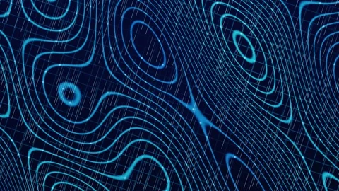 Blue glowing topographic lines flowing in a digital abstract motion. 4K Vídeos de archivo 345112181