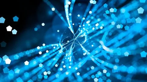 Blue glowing trajectories with particles Stock Illustration